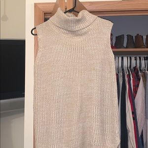 Tan, Sleeveless, turtleneck Sweater. Size S/M